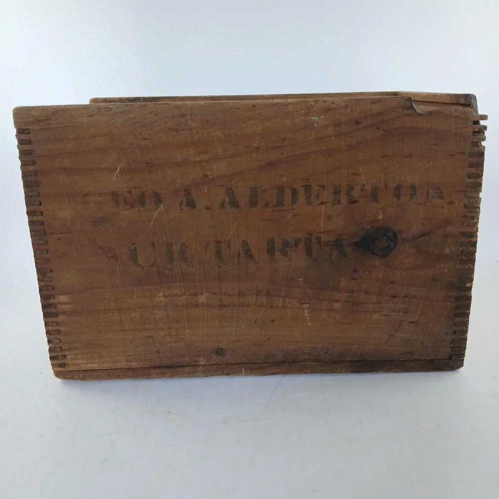 Vintage Tongue And Grove Wood Storage File Box Cottagecore Decor